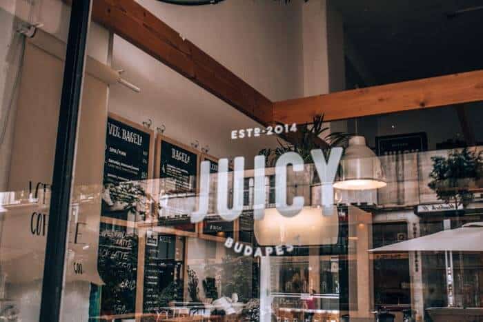 Front window at Juicy, the first stop on budapest food tour