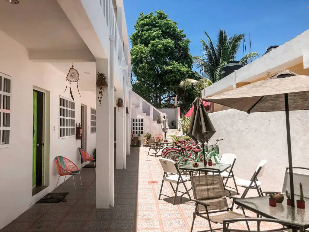 Courtyard at Hotel Beach Inn - Isla Holbox, Mexico