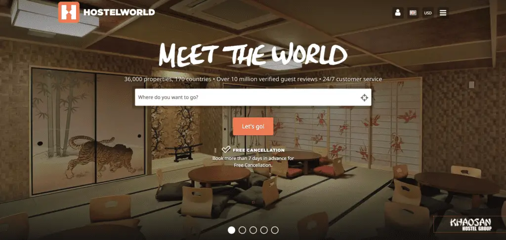 hostelworld homepage