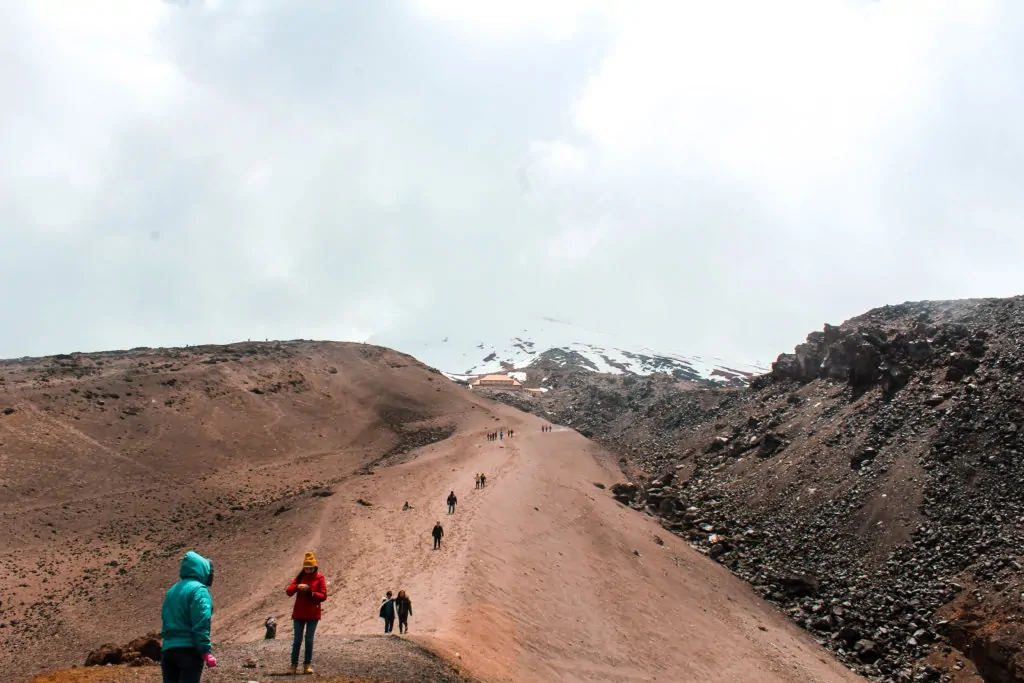 The steep climb up to the Refuge on Cotopaxi