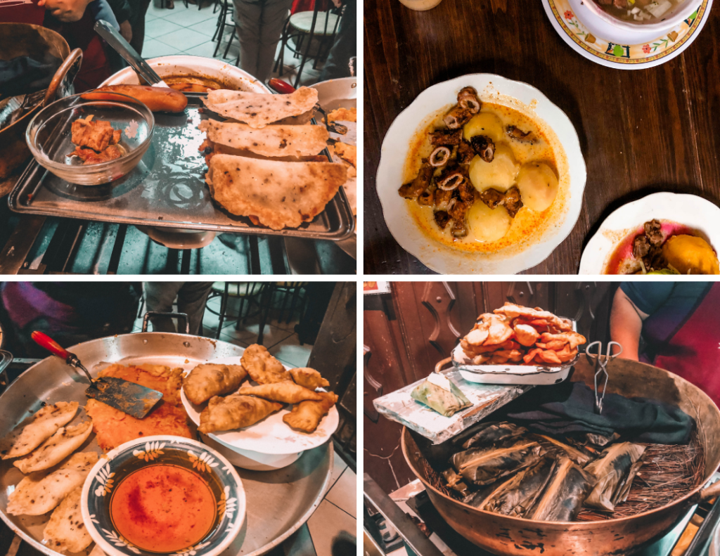 Photos of four local dishes from Quito