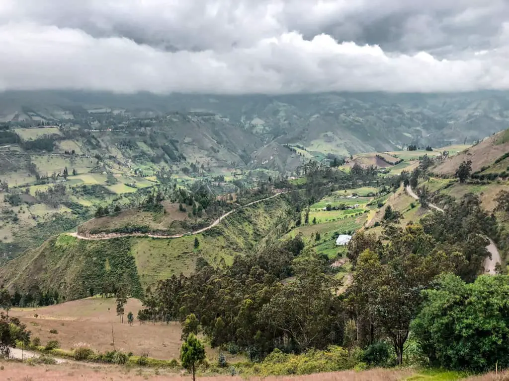 Looking down into the Andes valley