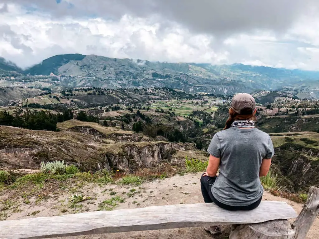 taking a breather in the middle of the final climb to Quilotoa crater lake