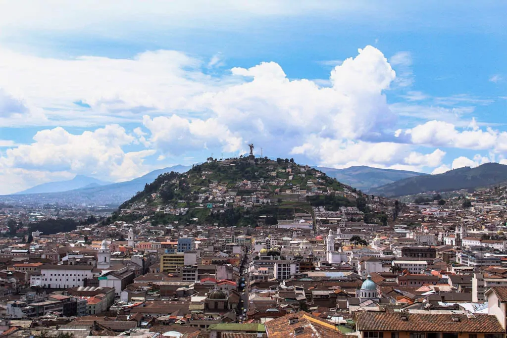 the Panecillo s seen from the Basilica in Quito