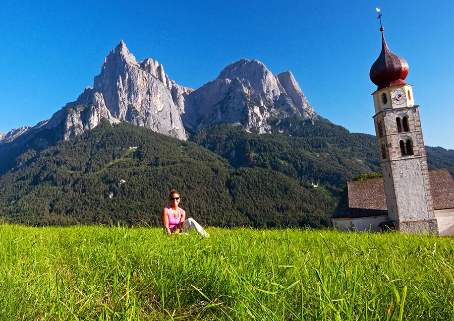 Lynne Enjoying the view of the Dolomites