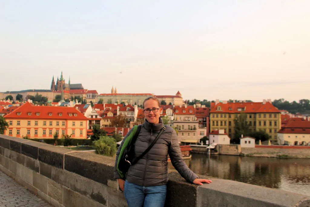 Rianne on the Charles Bridge in Prague
