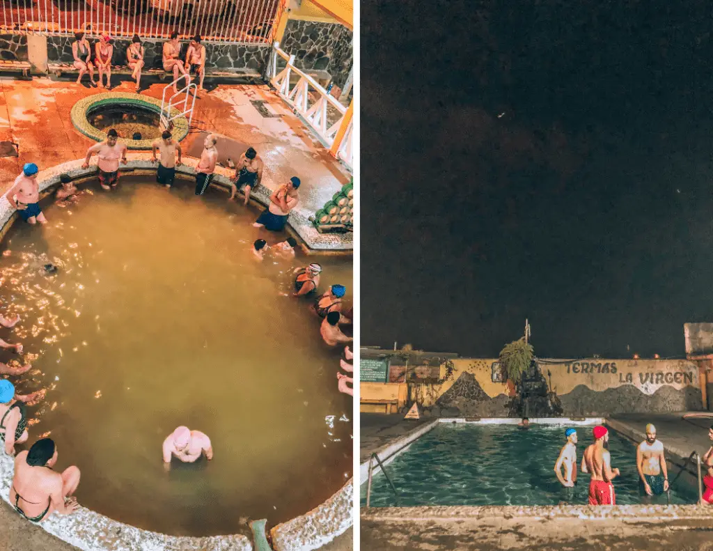 Termas de la Virgen at night