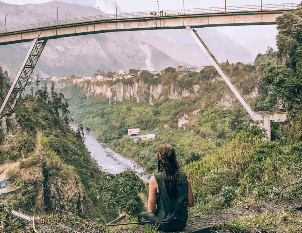 Me watching people bungee jump in Baños, Ecuador