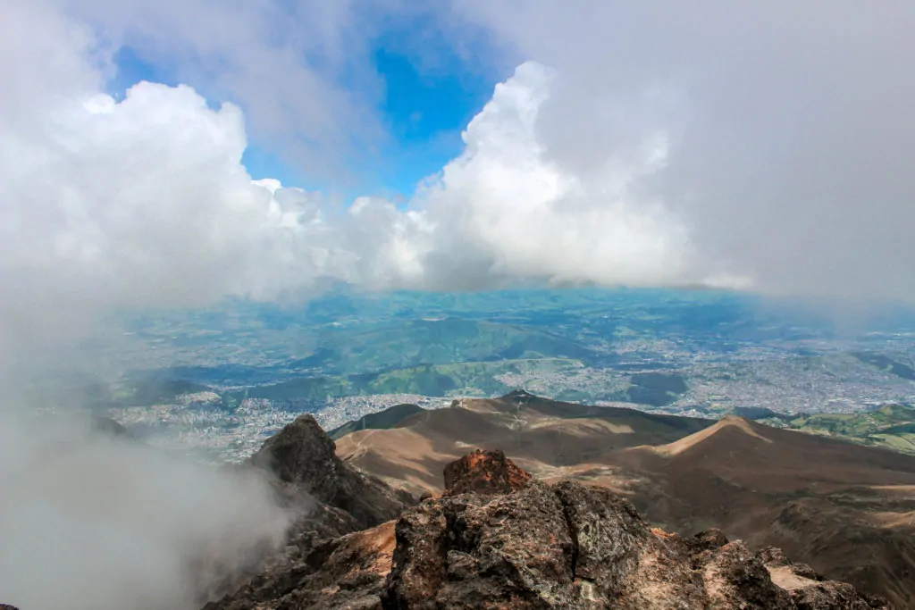 view of Quito from the top of the Pichincha volcano