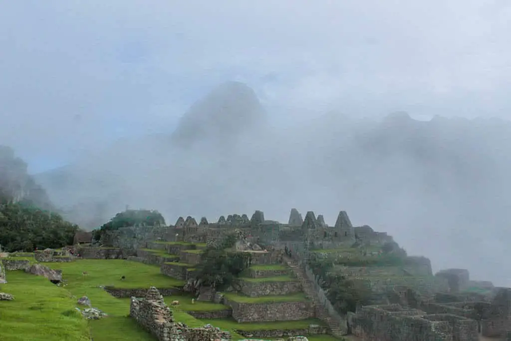 Fog covering Machu Picchu