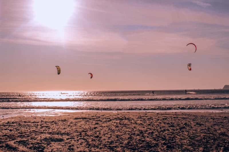 Kite Surfers at Sunset in Paracas