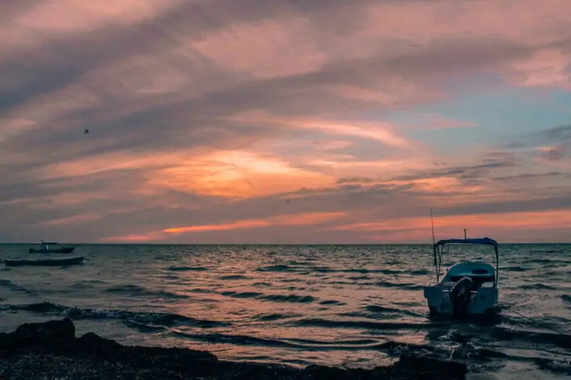 Holbox Fishing Boat catching the sunset