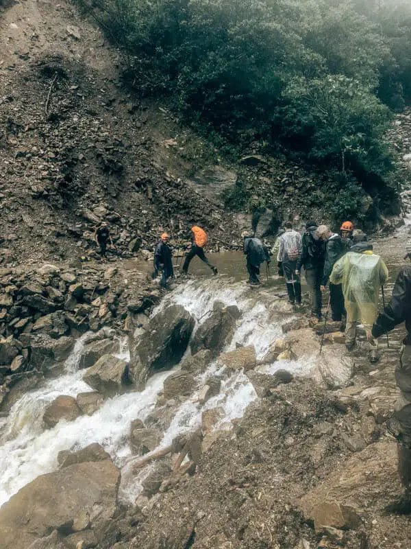 Crossing the waterfall