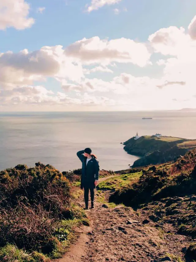 Woman standing on Cliff Path in Howth Ireland