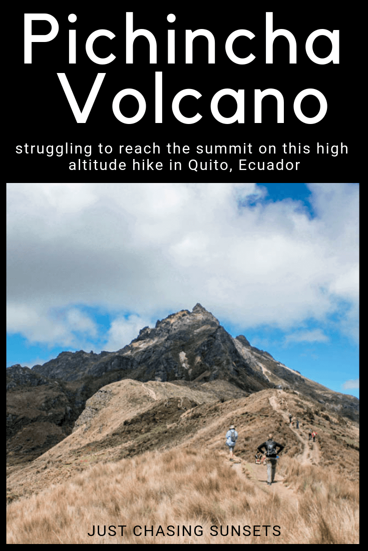 the difficult hike to the pichincha volcano
