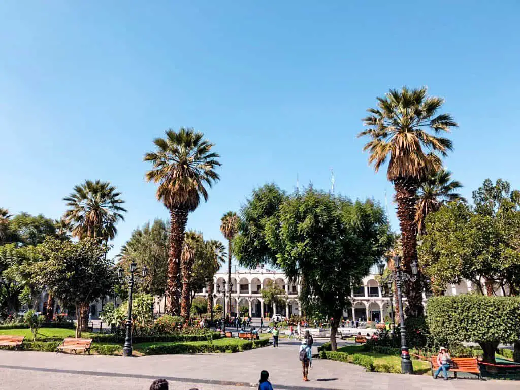 plaza de armas in arequipa, peru