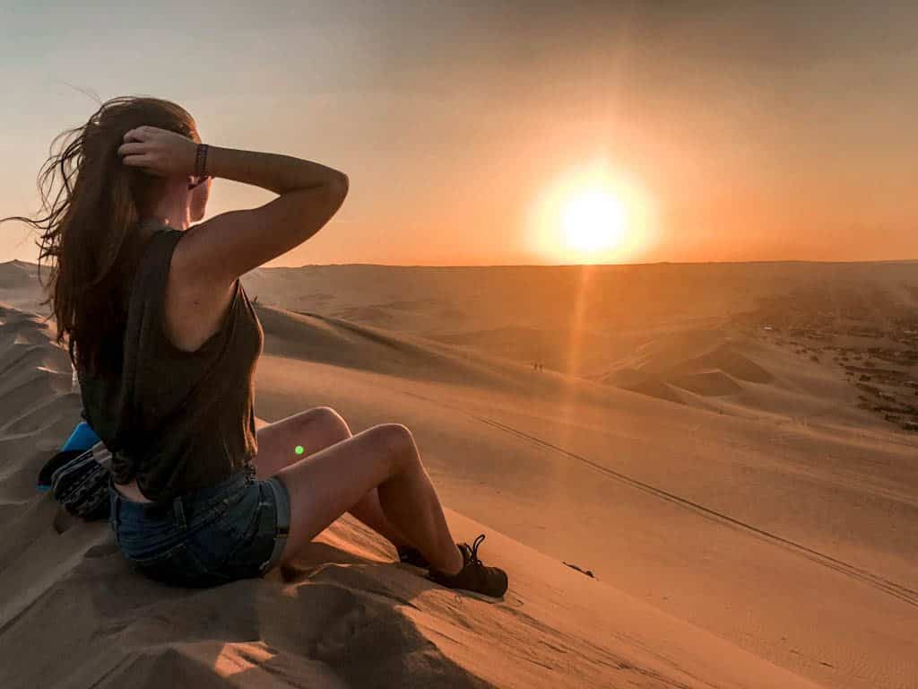 Desert sunset in Huacachina