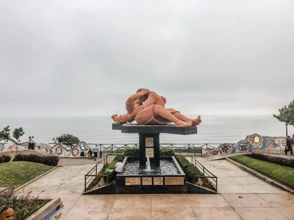 The Famous Statue of Parque Amor on the Malecon in Lima Peru
