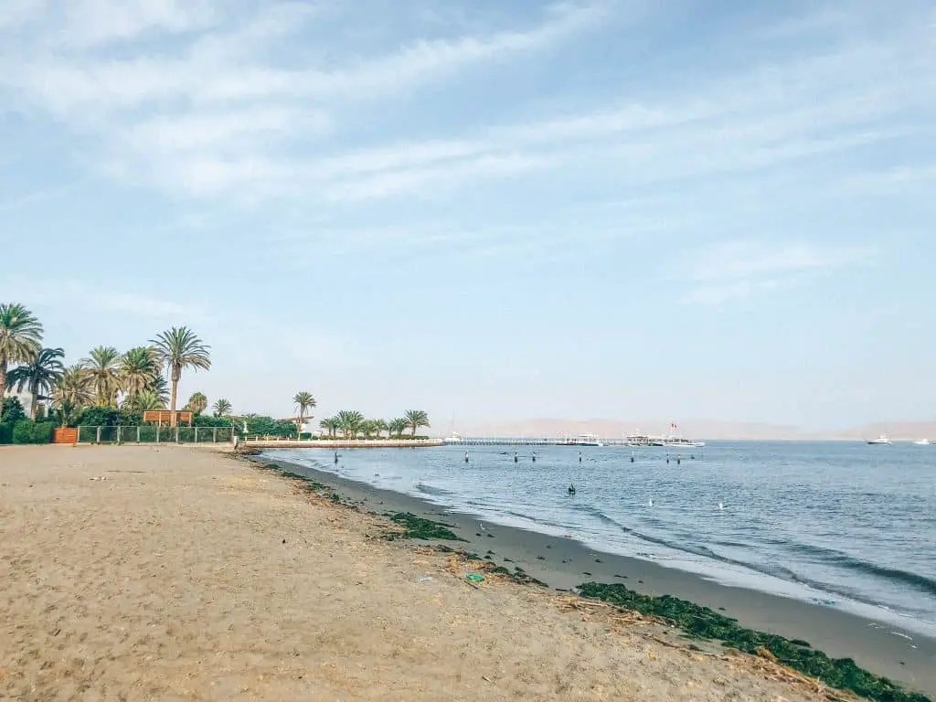 The beach in front of the hostel in Paracas, Peru