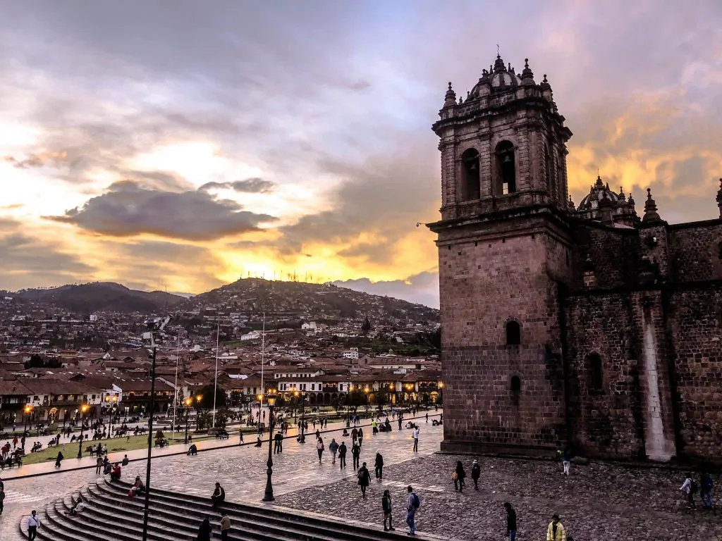 the view of Plaza de Armas in Cusco from Papachos