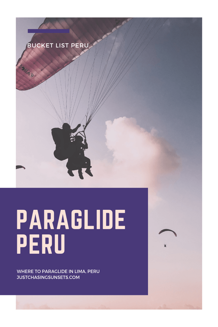 Paraglide in Lima, Peru at sunset
