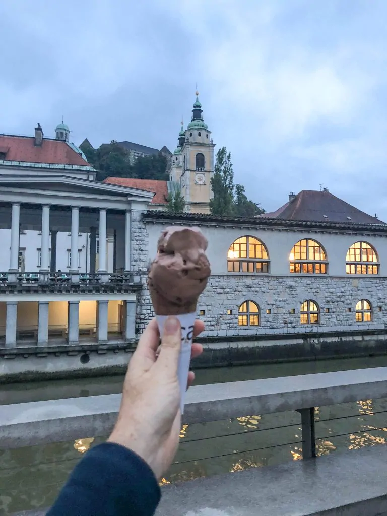 Ice cream cone from Cacao in Ljubljana