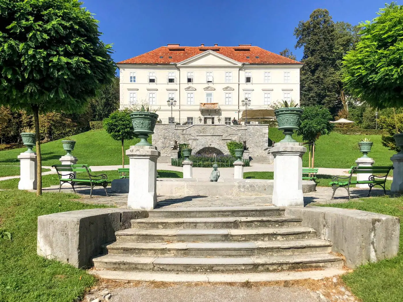 The entrance to Tivoli Park in Ljubljana