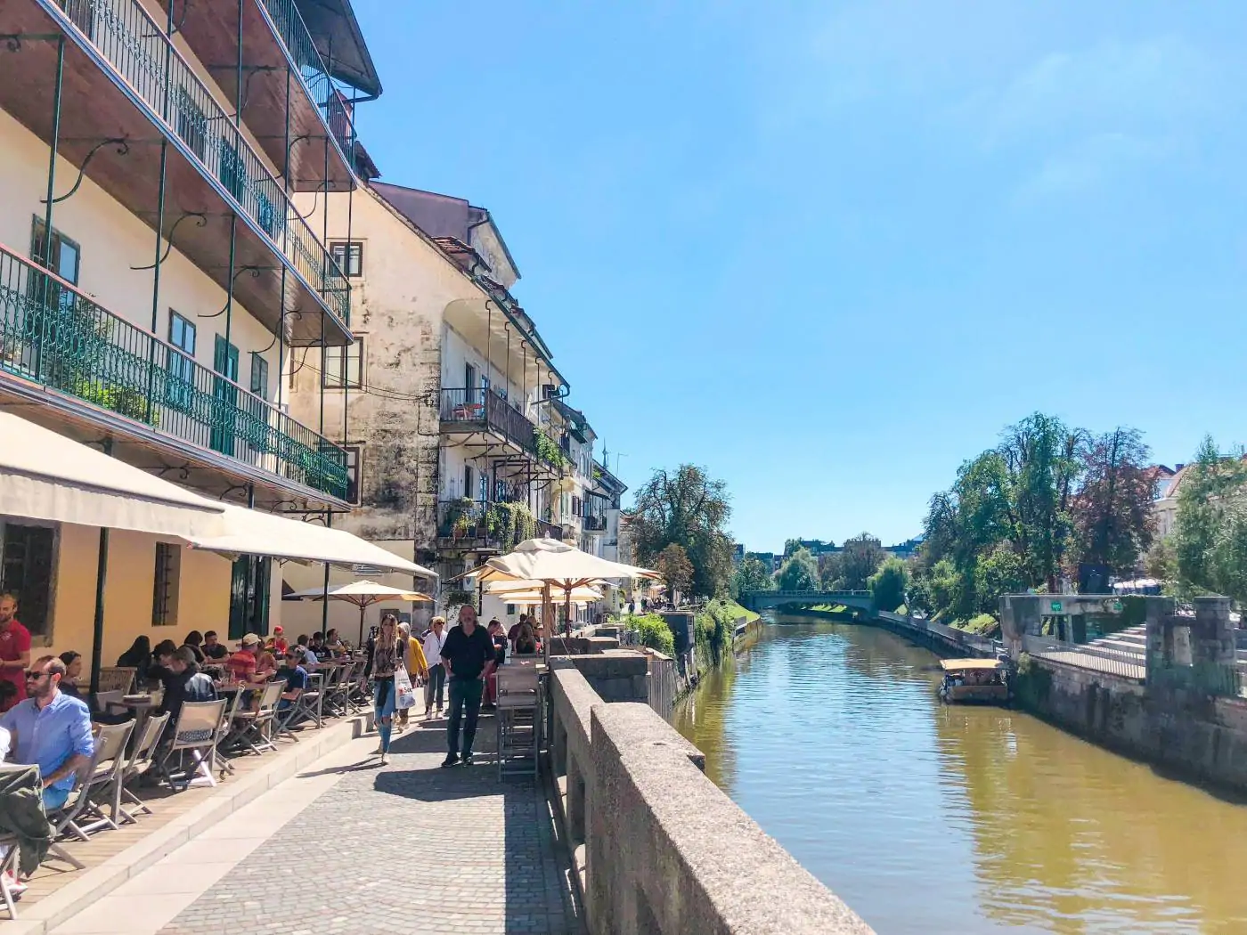 The river front is a lively place to be in Ljubljana