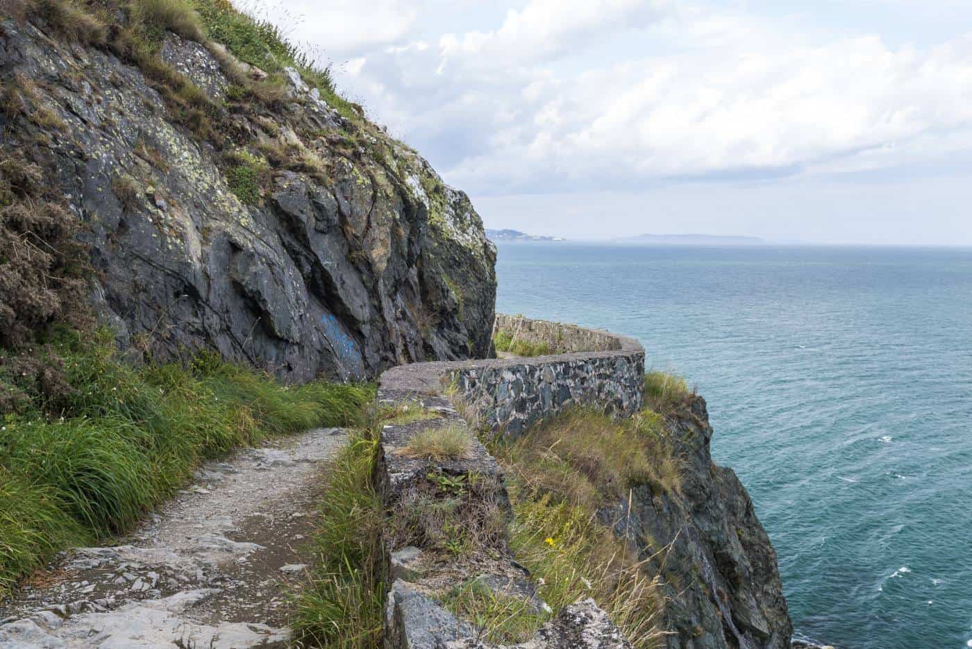 Stone wall lining the Bray to Greystones walk