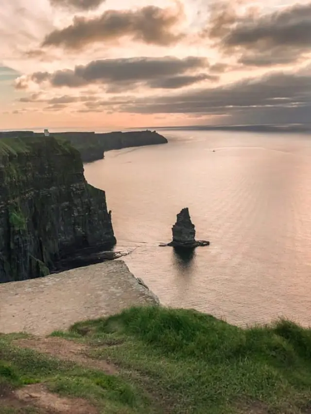 The Cliffs of Moher at sunset.