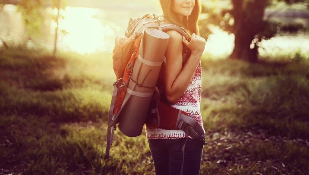 Girl Standing Backpacker Travel Wanderlust Concept