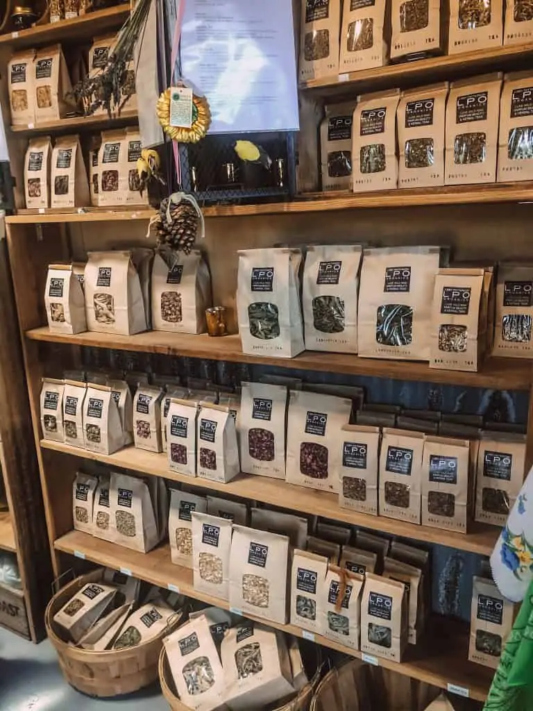 Tea Wall at the Perfume Camp in Pescadero, CA