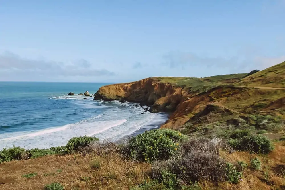 view of Mori Point in Pacifica, Ca on a sunny day