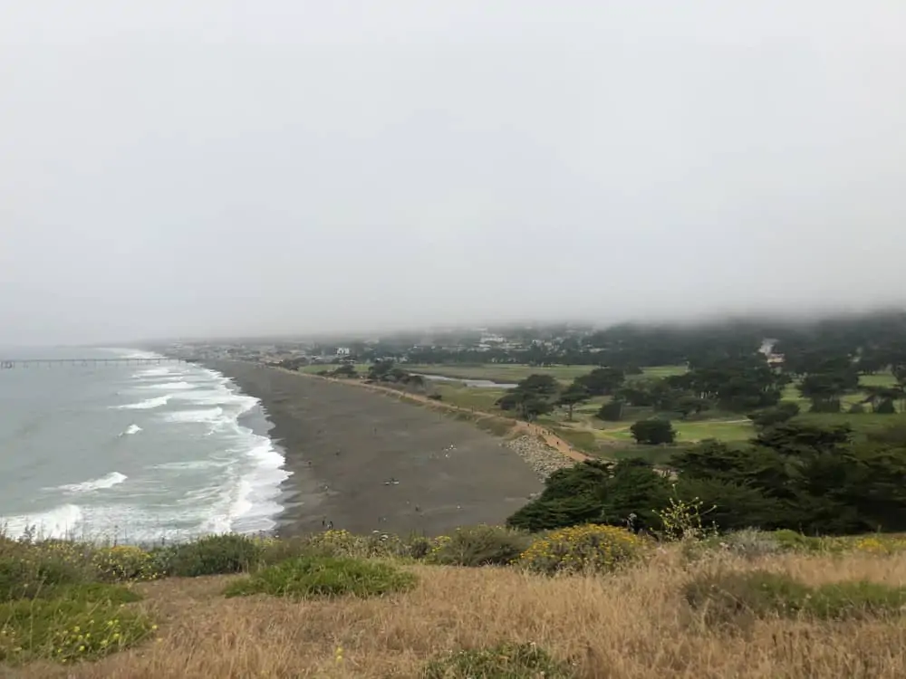 View of foggy Pacifica, California from Mori Point.