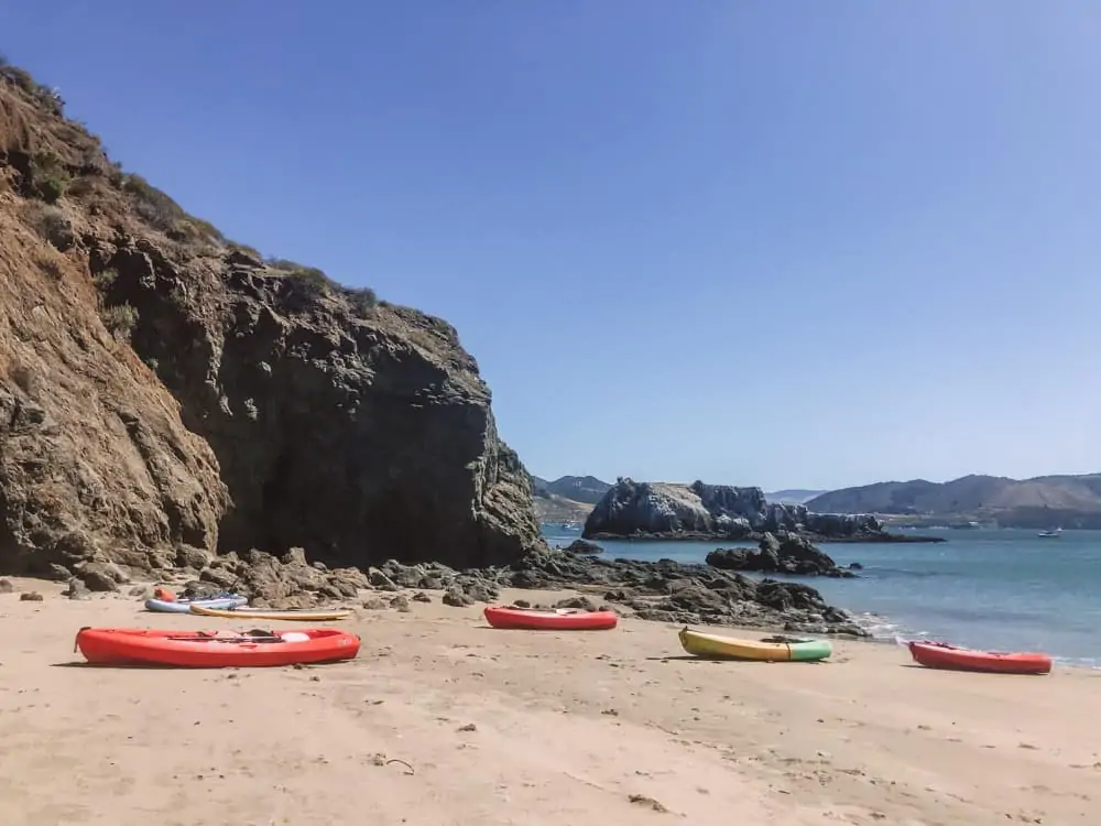 Secret Beach with Kayaks in Avila Beach
