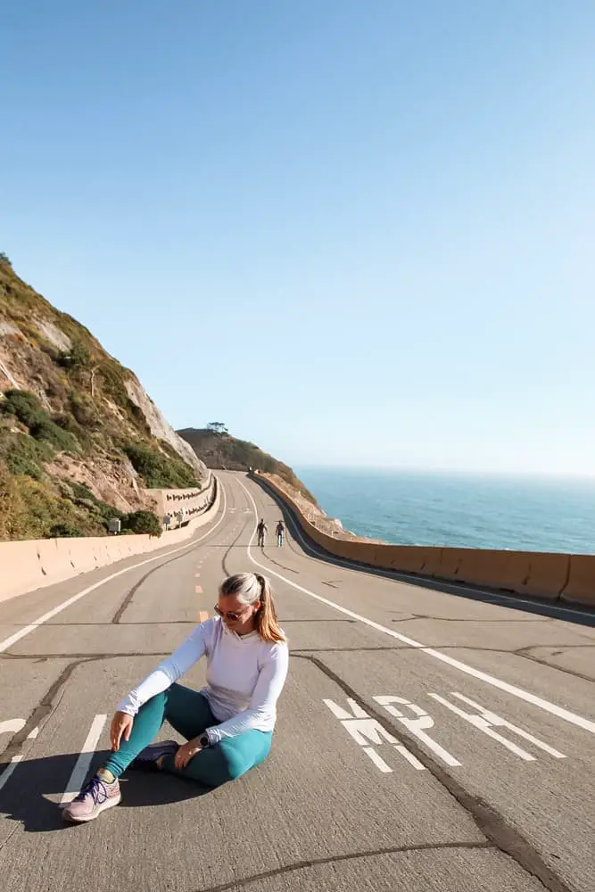 weather in Pacifica. Me sitting on the paved Devil's Slide trail in Pacifica, CA