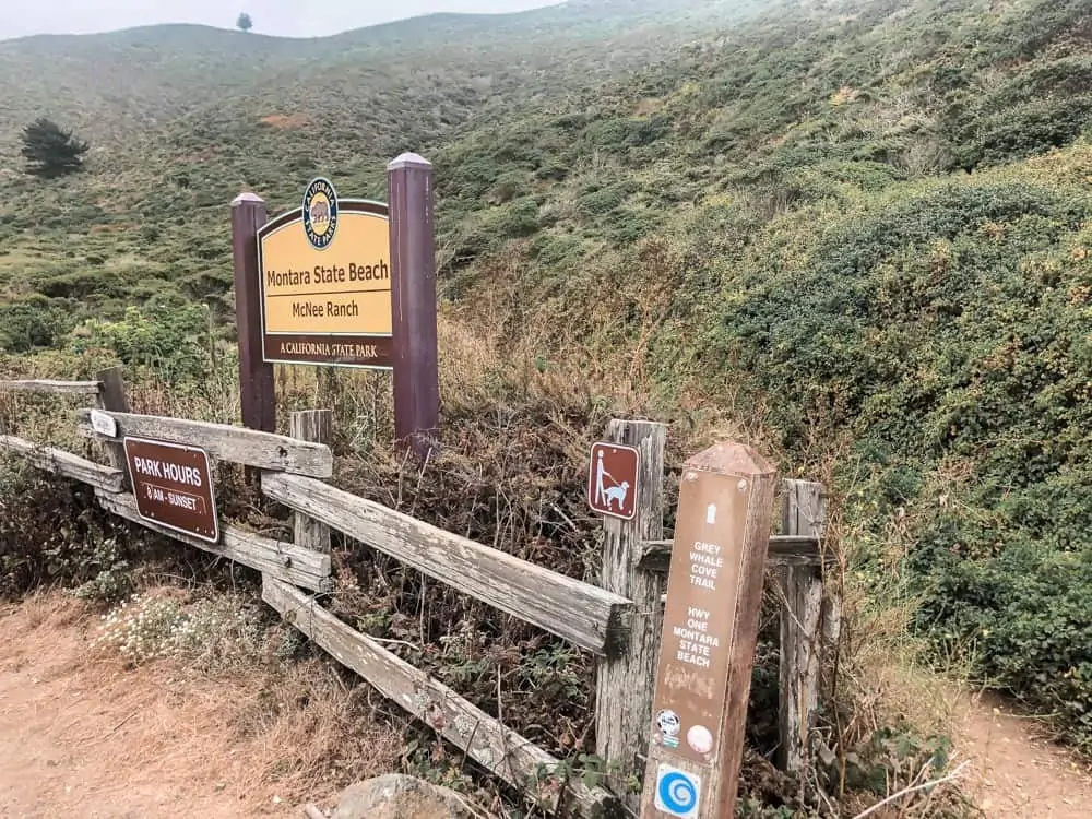 Sign for Montara Mountain in Half Moon Bay, CA