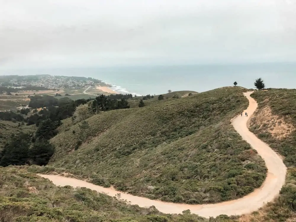 North Peak Access Road and views of Half Moon Bay on a Montara Mountain hike