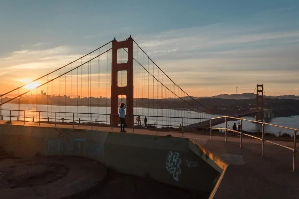 Golden Gate Bridge from Battery Spencer at sunrise