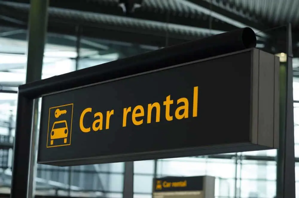 Car rental sign.