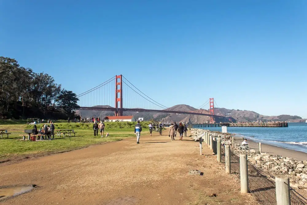 Path behind Crissy Beach that leads to the Golden Gate Bridge