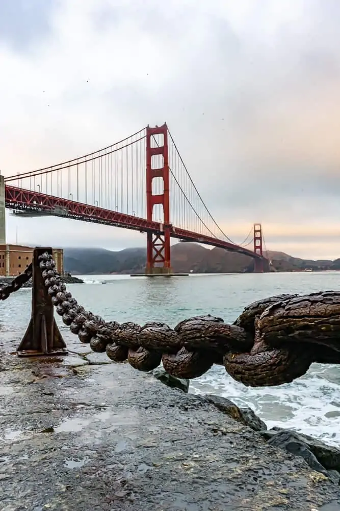 View of the Golden Gate Bridge from Fort Point.