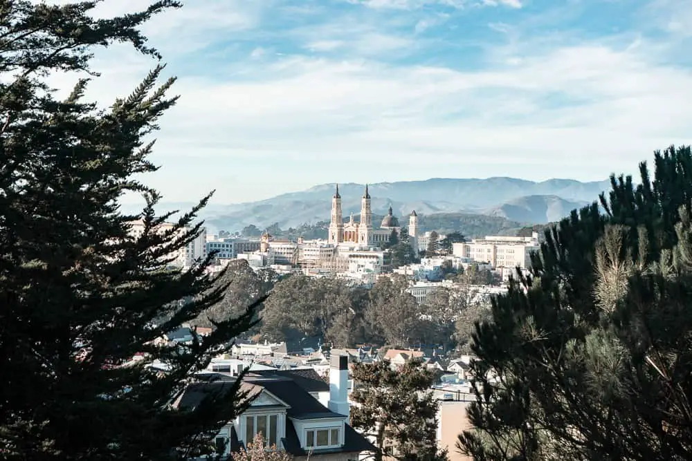 view of St. Ignatius Church from Buena Vista Park