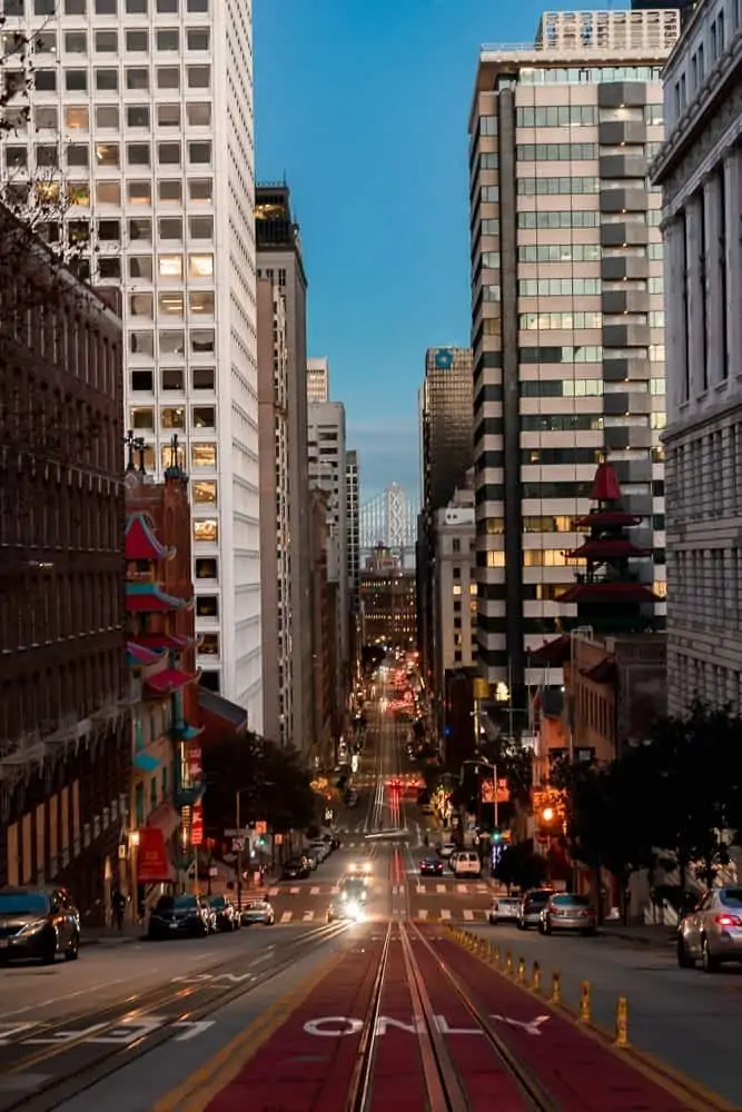 view of the Bay Bridge from California and Stockton St. 