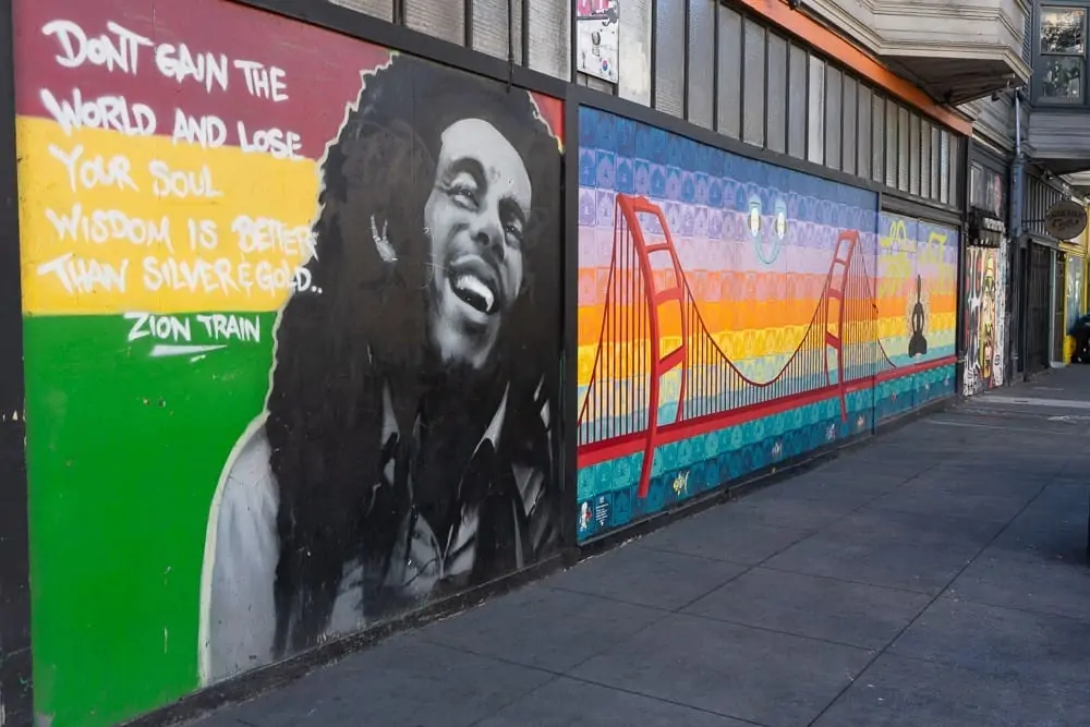 Bob Marley mural in Haight Ashbury San Francisco, CA.