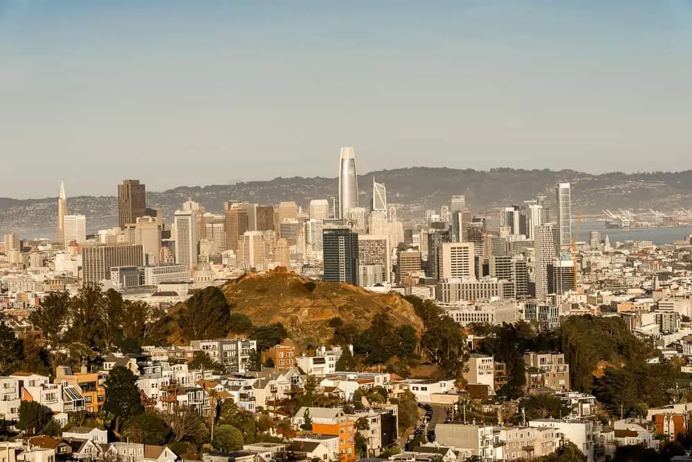 Tank hill sunset over San Francisco.