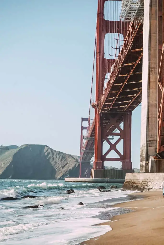 view from Marshall's Beach of the Golden Gate Bridge in San Francisco