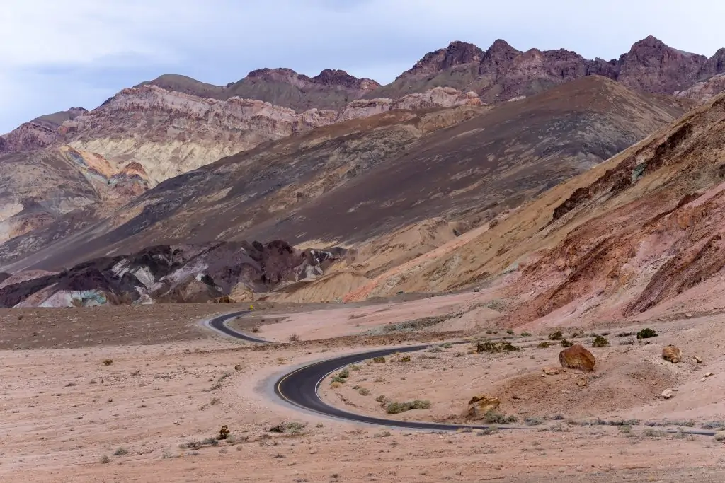 Windy one lane road of Artist's Drive Death Valley