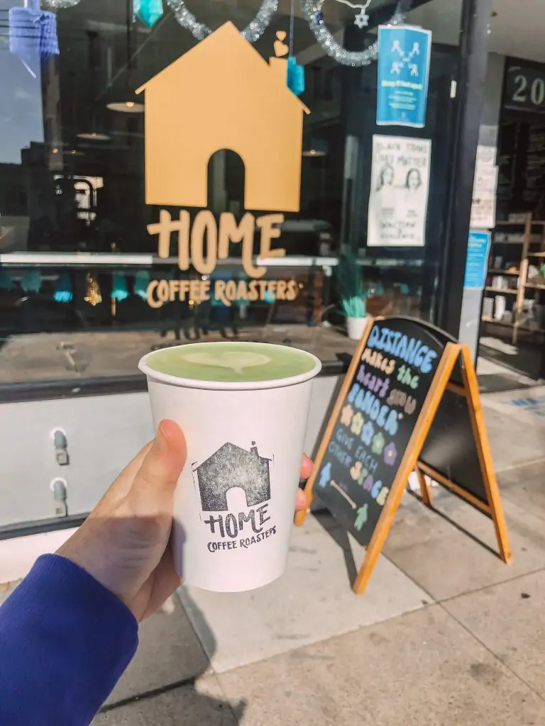 Home coffee roasters matcha latte in San Francisco