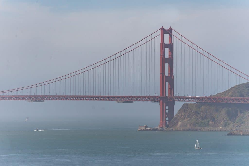 view of the Golden Gate Bridge from Angel Island